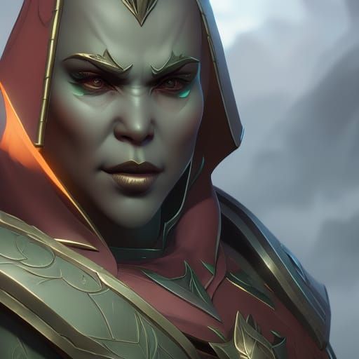 Detailed Orc Ranger Portrait in Fantasy Art Style