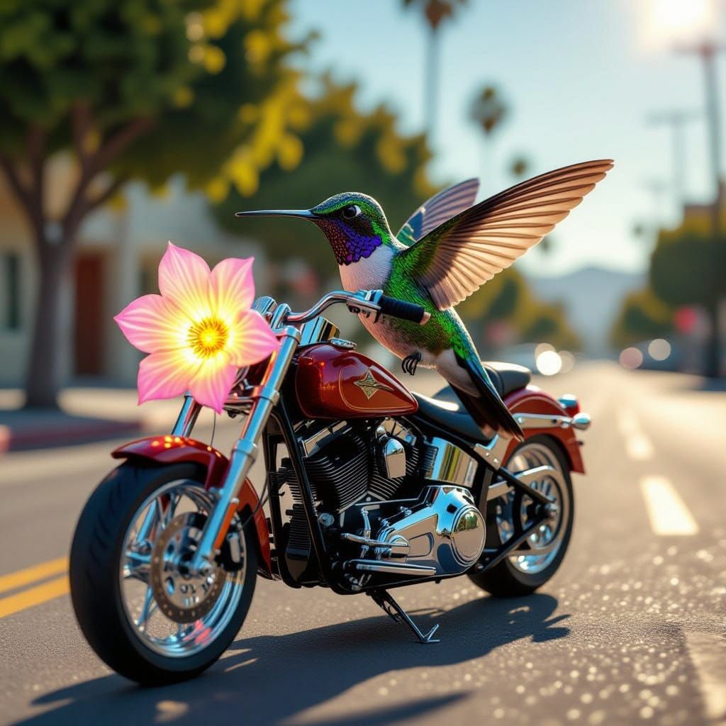 Bioluminescent Hummingbird Rides Lowrider in Vibrant Underwa...