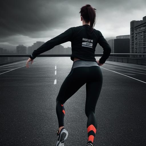 Hyperrealistic Girl in Leggings and Running Shoes