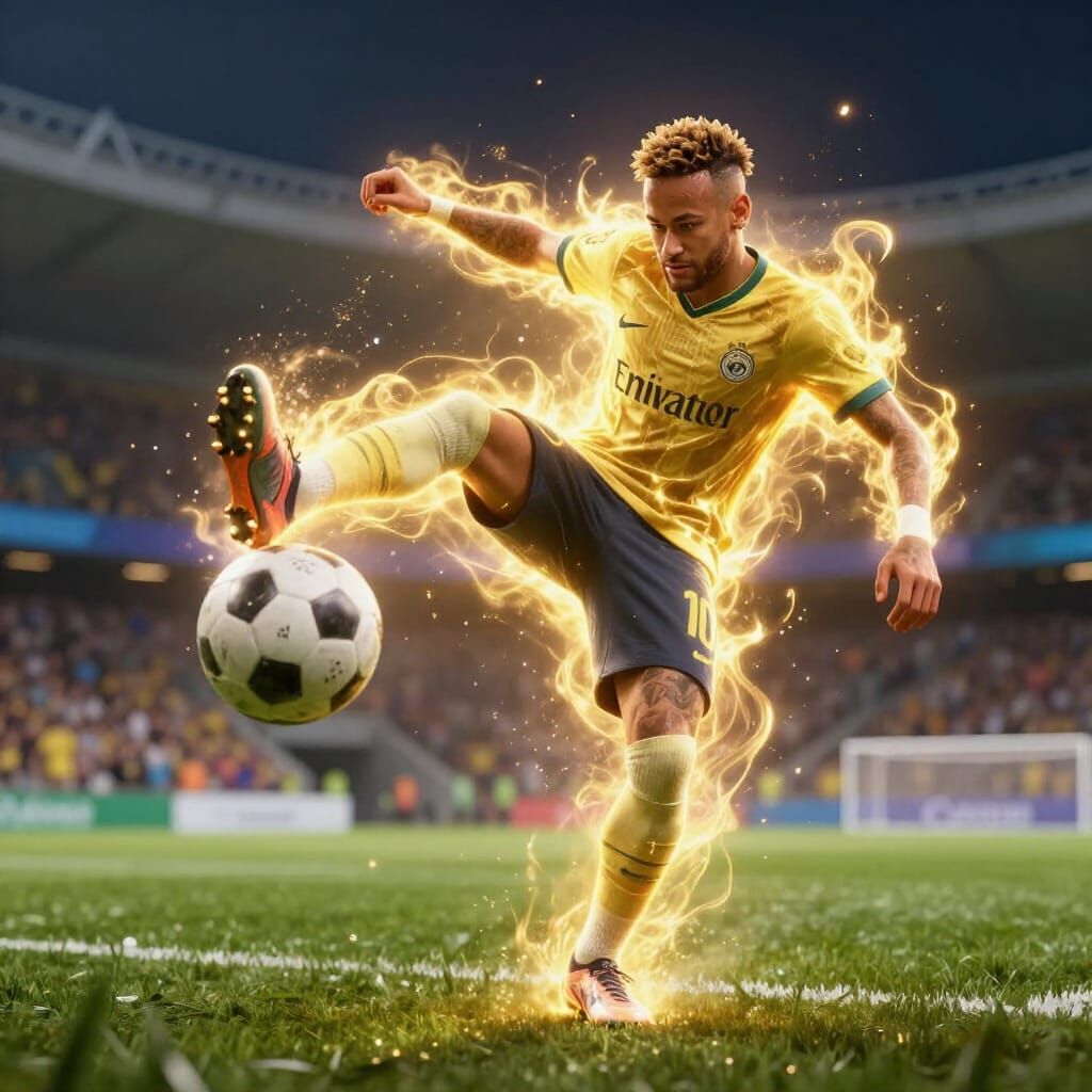 Neymar Jr. Bicycle Kick with Golden Aura