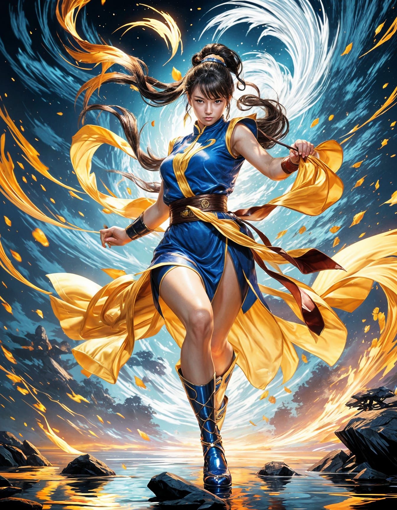 Dynamic Anime Illustration: Chun Li's Powerful Kick