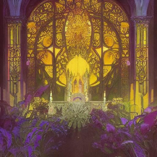 Grotesque Demon in Ruined Cathedral: Dark Fantasy Art