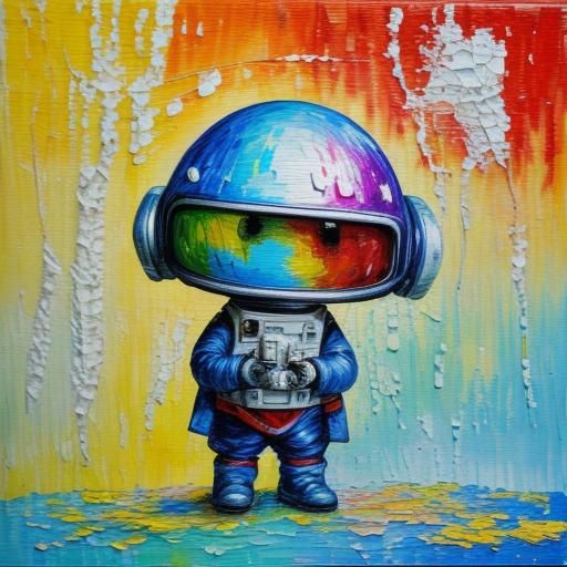 ET and Astronaut in Neo-Impressionist Style