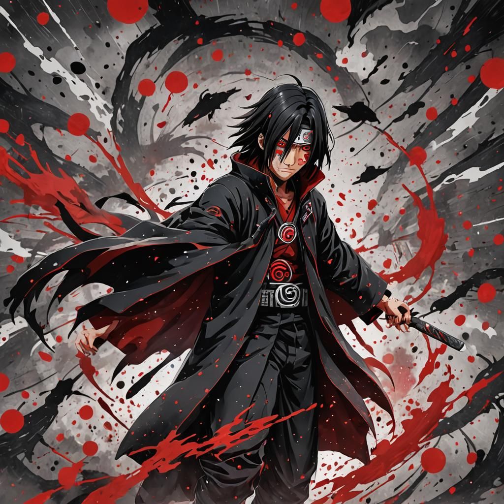 Dynamic Ink Splatter Art of Itachi Uchiha