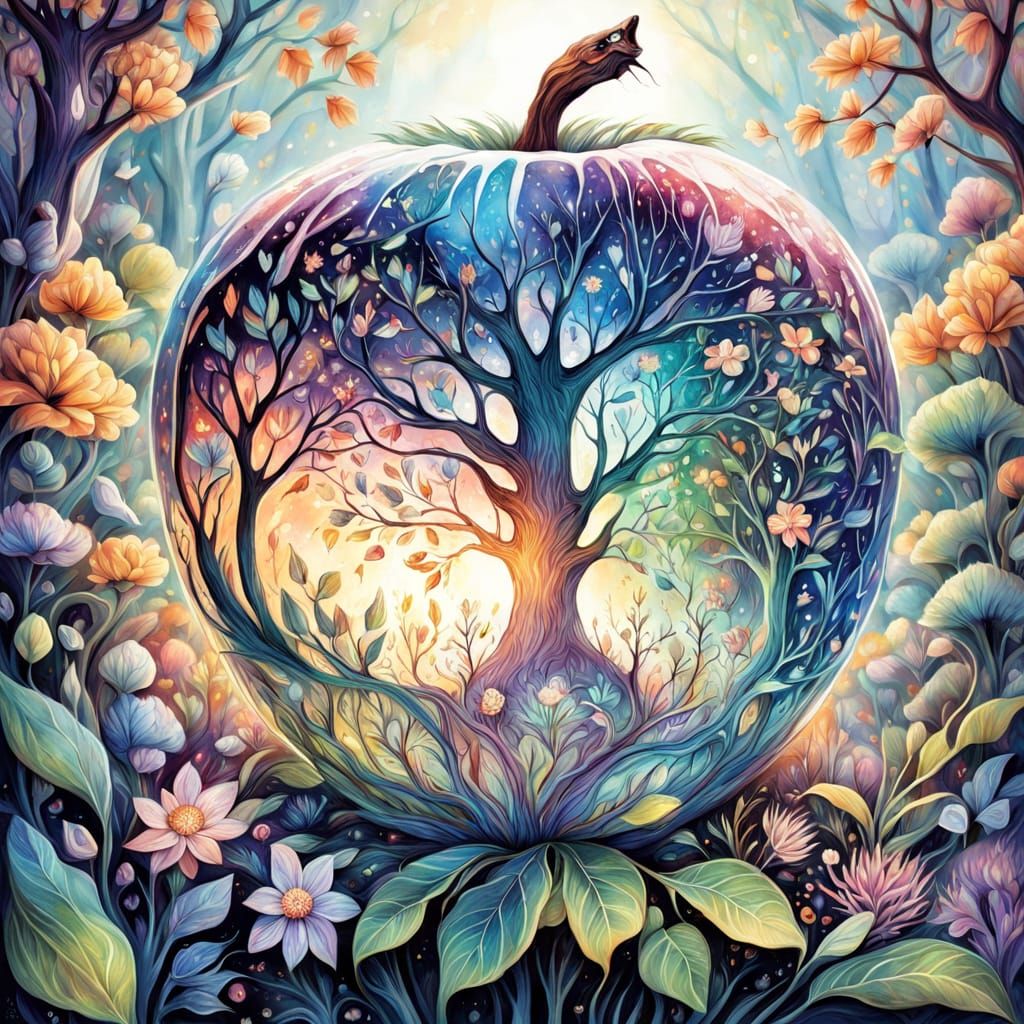 Fantastical Close-up of a Glowing Apple