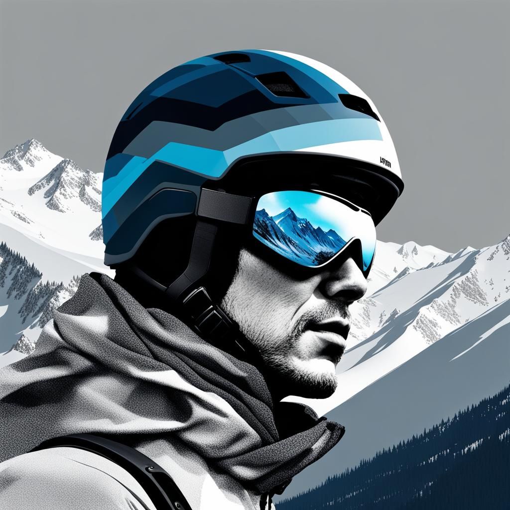 Spectacular Double Exposure Skier and Mountain Portrait