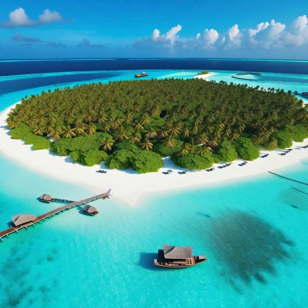 Maldives Beach with Tourists: Island Paradise in 8K