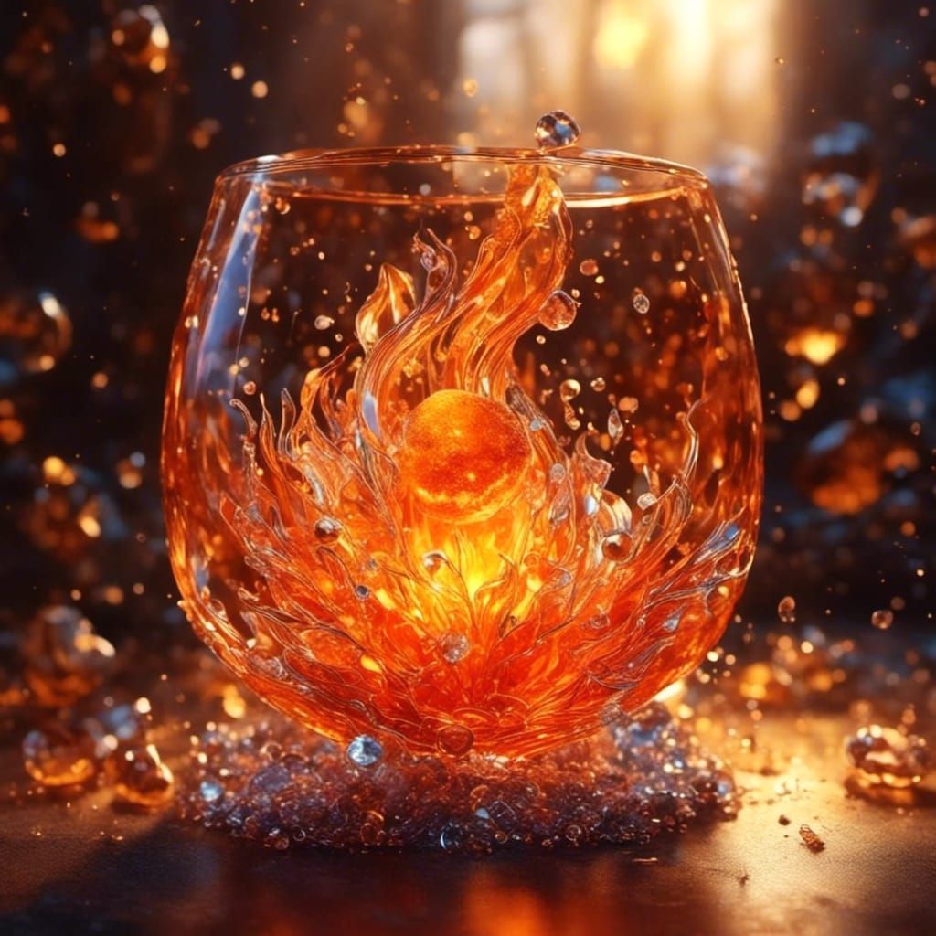 glass with a flame