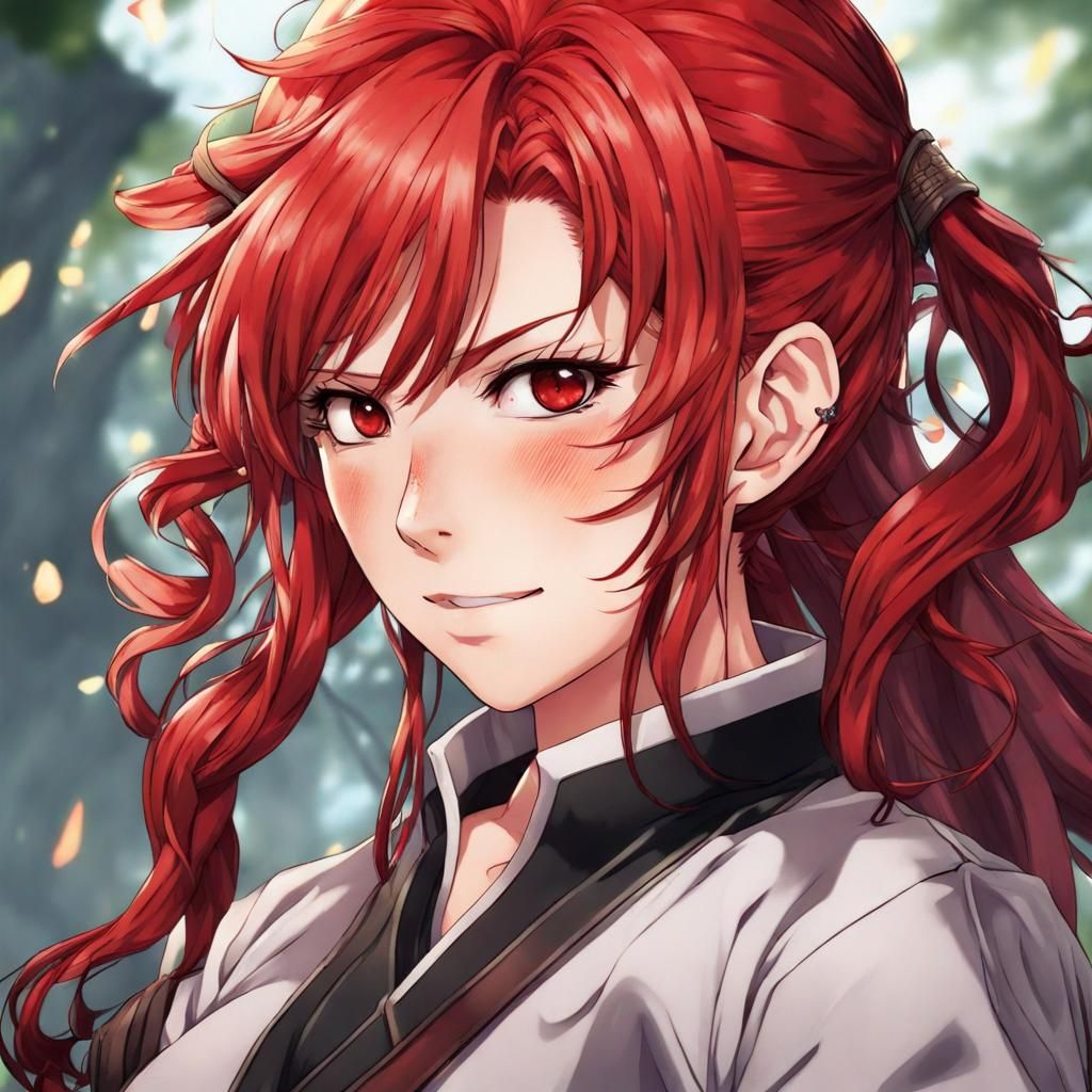 Anime Demon Slayer with Red Hair