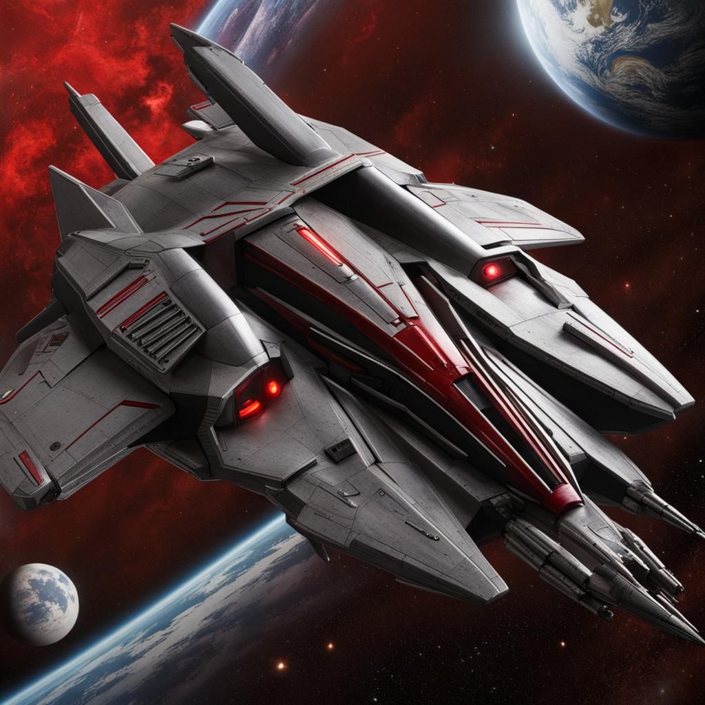 Cylon Viper Space Fighter with Pulsing Red Eye