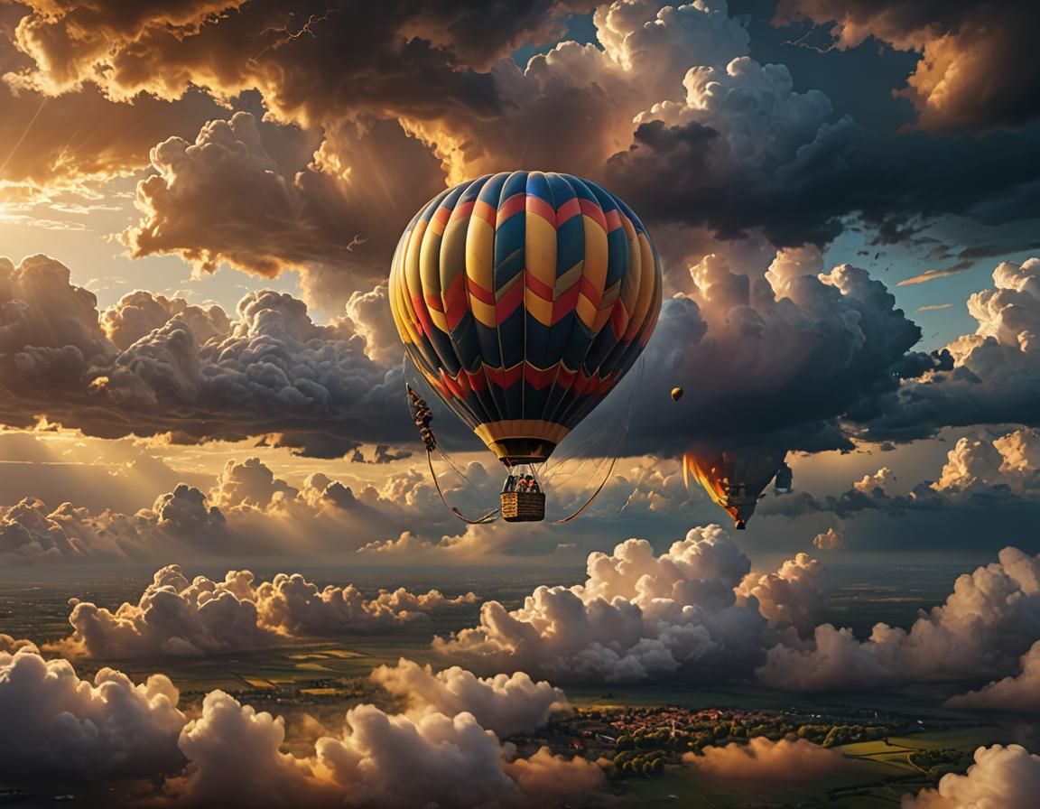 Stormy Sky: Hot Air Balloon Concept Art