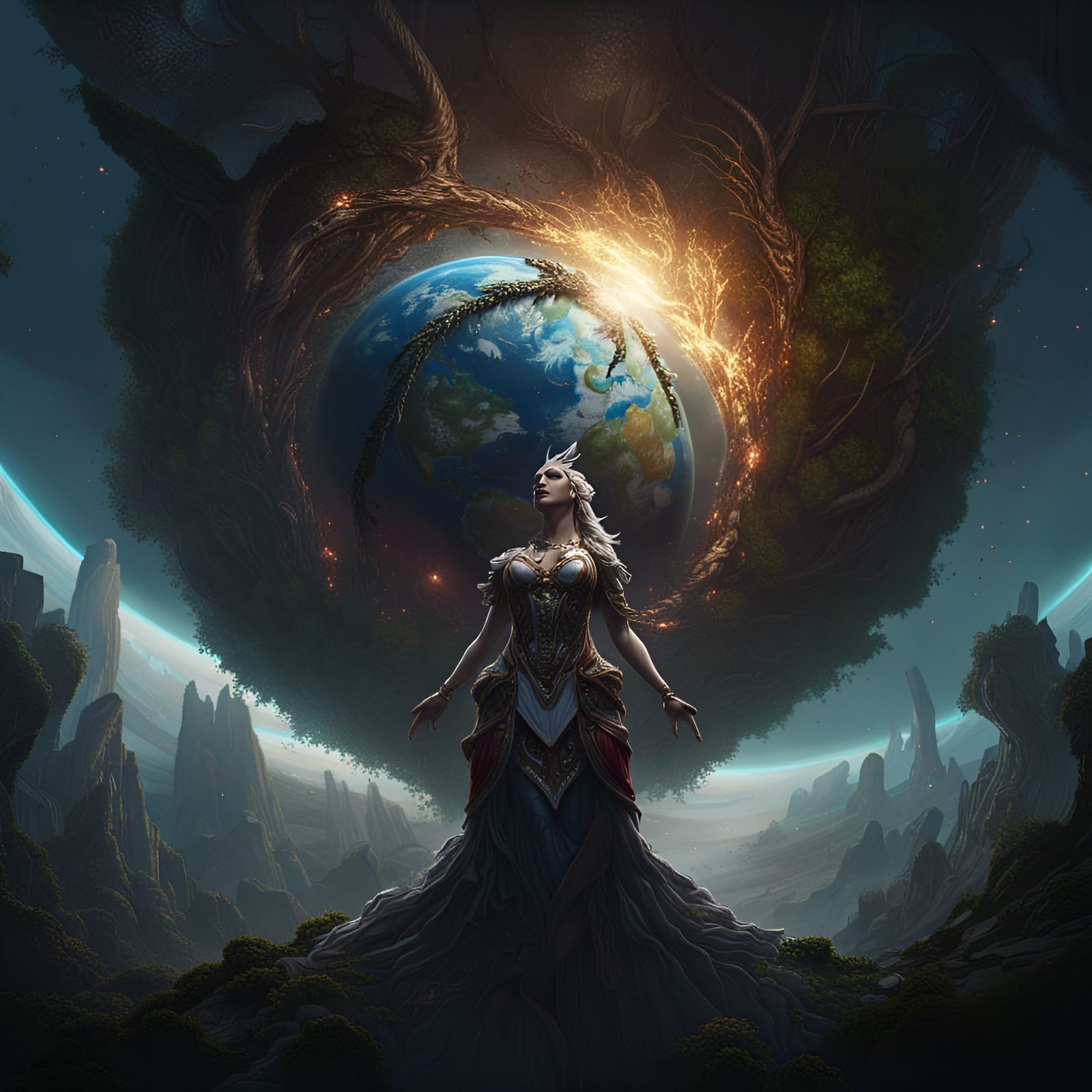 Gaia: Mother Earth in Dark Fantasy Concept Art