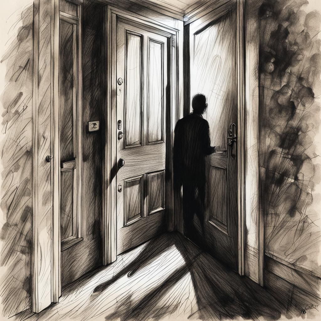 Mysterious Shadows on Door in 8K Resolution