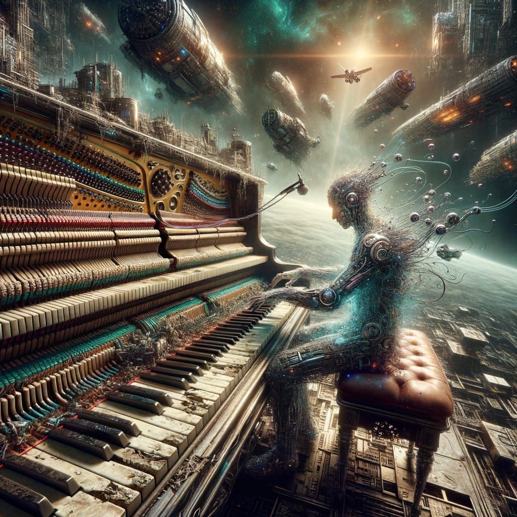 Pianist in Sci-Fi Nexus: Futuristic Nanotech & Time Distorti...