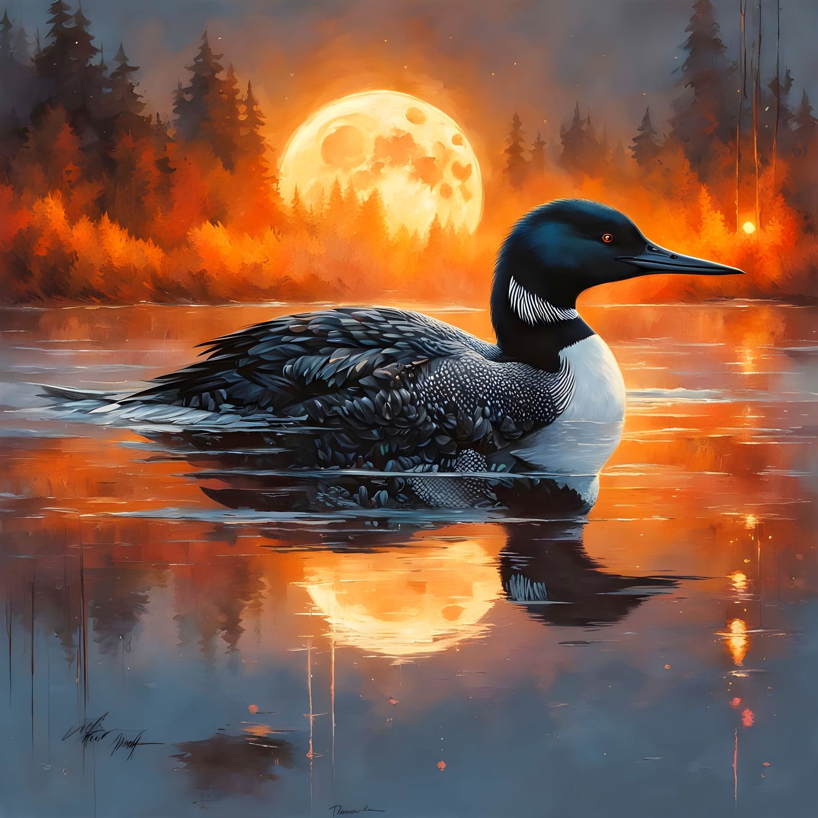 Mystical Loon at Dawn: A Photorealistic Fantasy