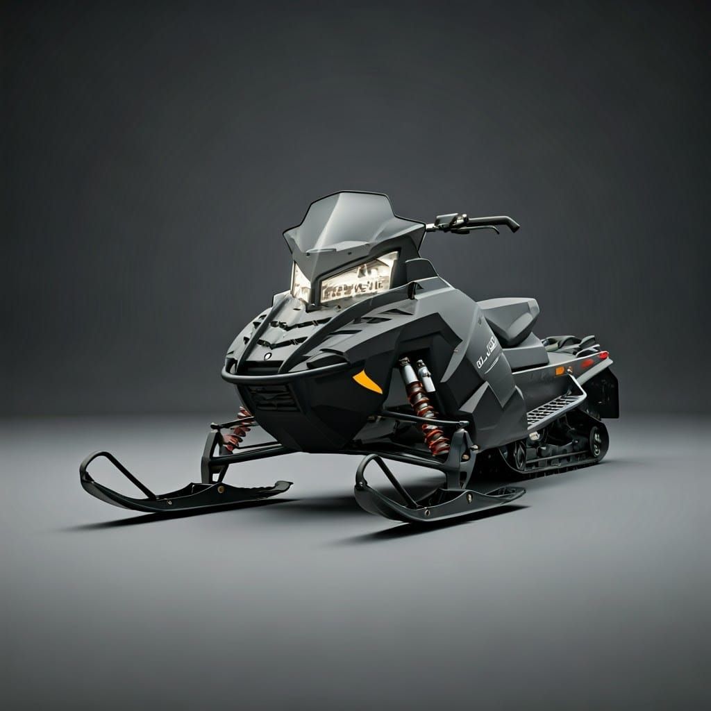 High-Resolution 3D Snowmobile Concept Art in a Grey Backgrou...