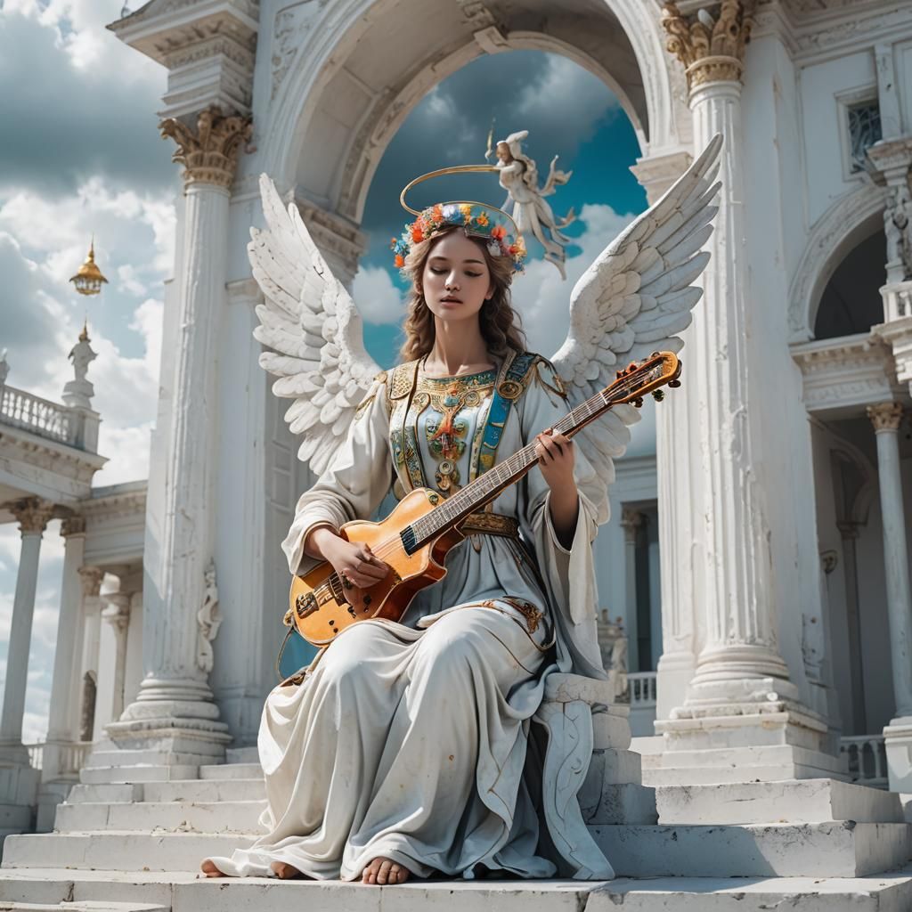 Angelic Musician in a Cloudy Palace
