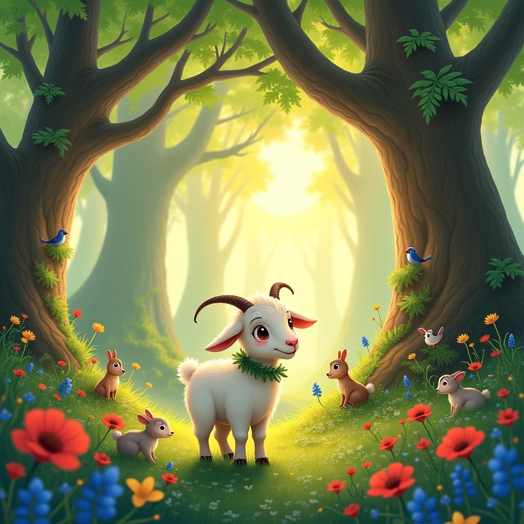 Goat Named Binni Explores an Enchanted Forest