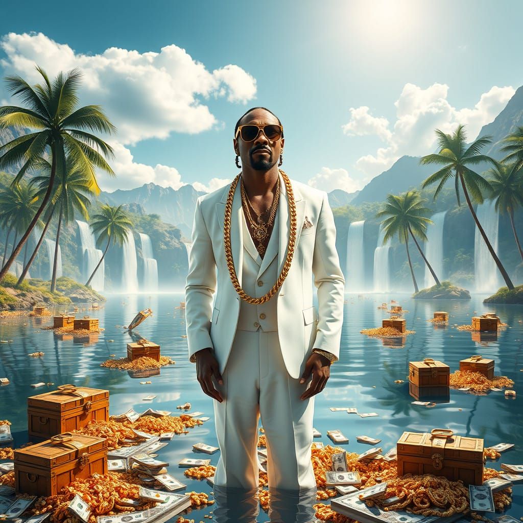 Snoop Dog Surrounded by Luxury in a Sea of Treasure