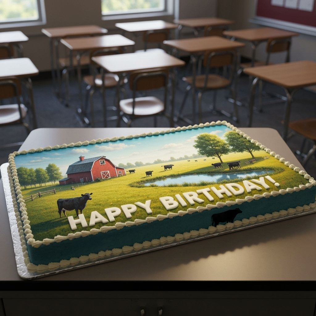 Hyperrealistic Birthday Cake Pasture Scene