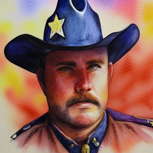 Laffy Taffy Cowboy Sheriff in Watercolor Style