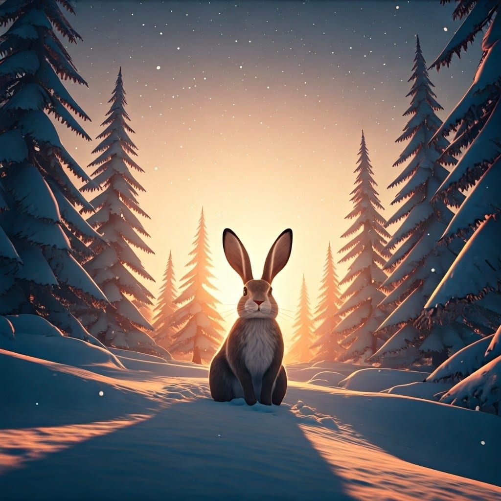 Majestic Rabbit in Winter Wonderland: Concept Art