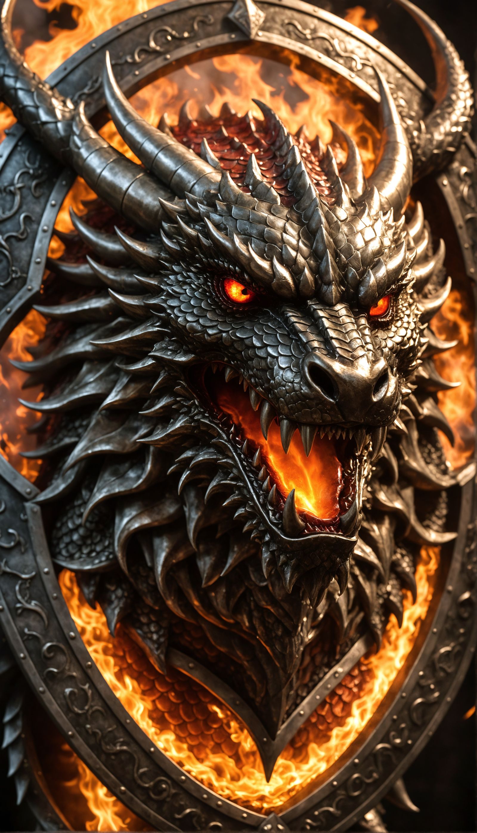 Dragon Scale Shield in Fiery Armor
