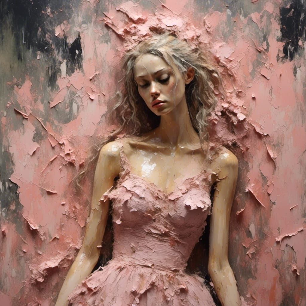 Grunge Pastel Pink Lace Dress in 3D