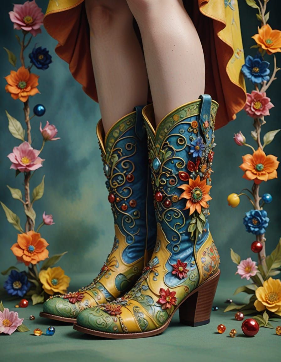 Vibrant Whimsical Boot in Fantastical Style