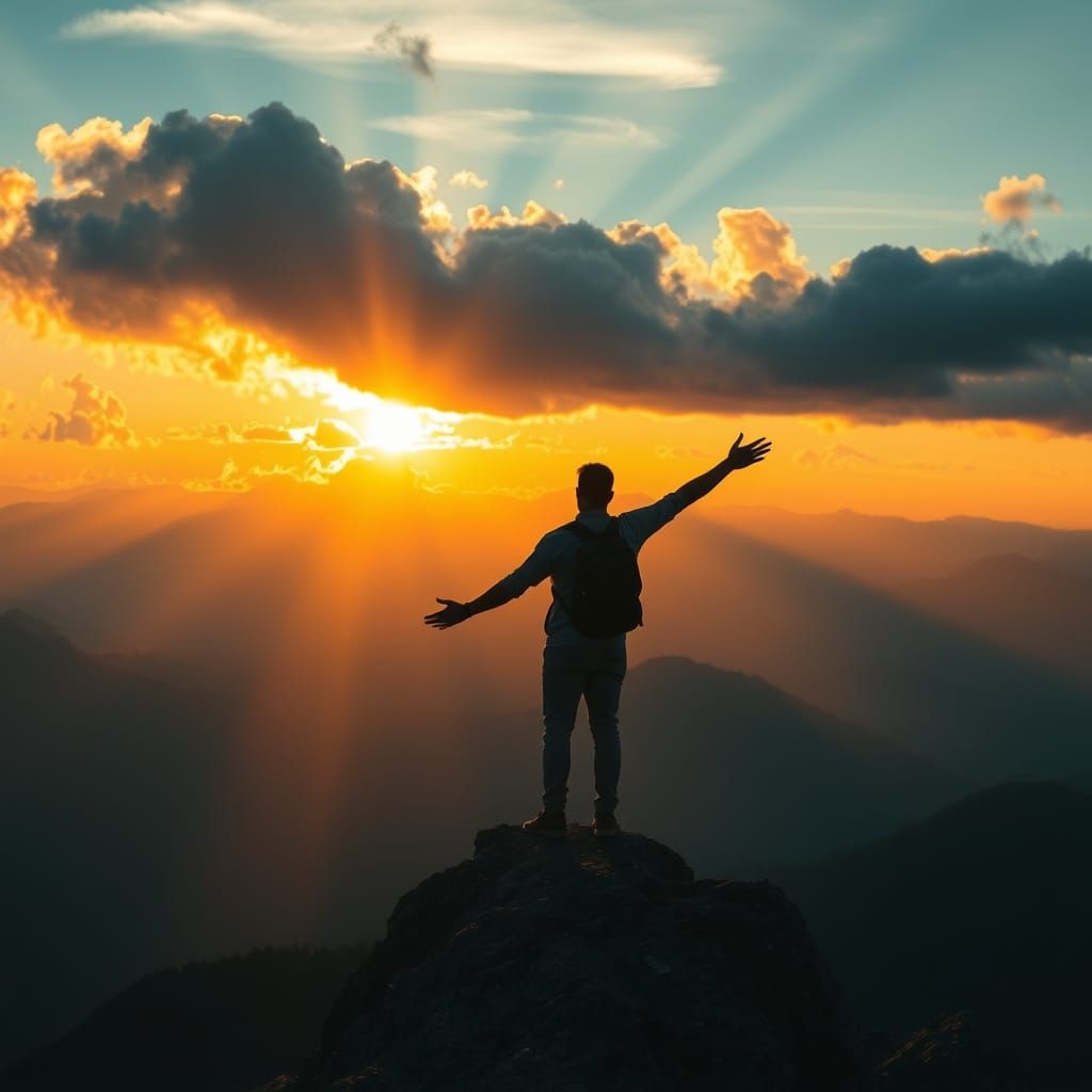 Golden Sunrise Mountain Peak Silhouette