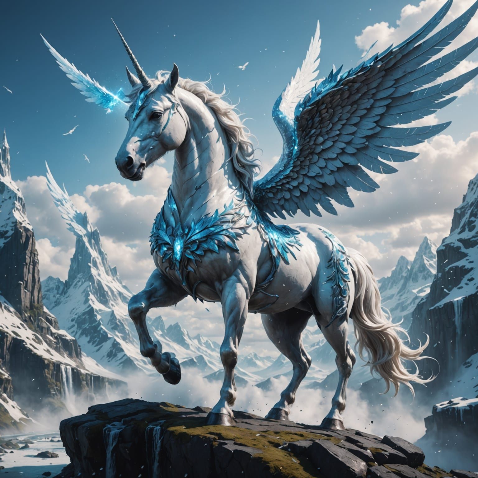 Divine Unicorn Ascends to Heavenly Realms in Vibrant Color