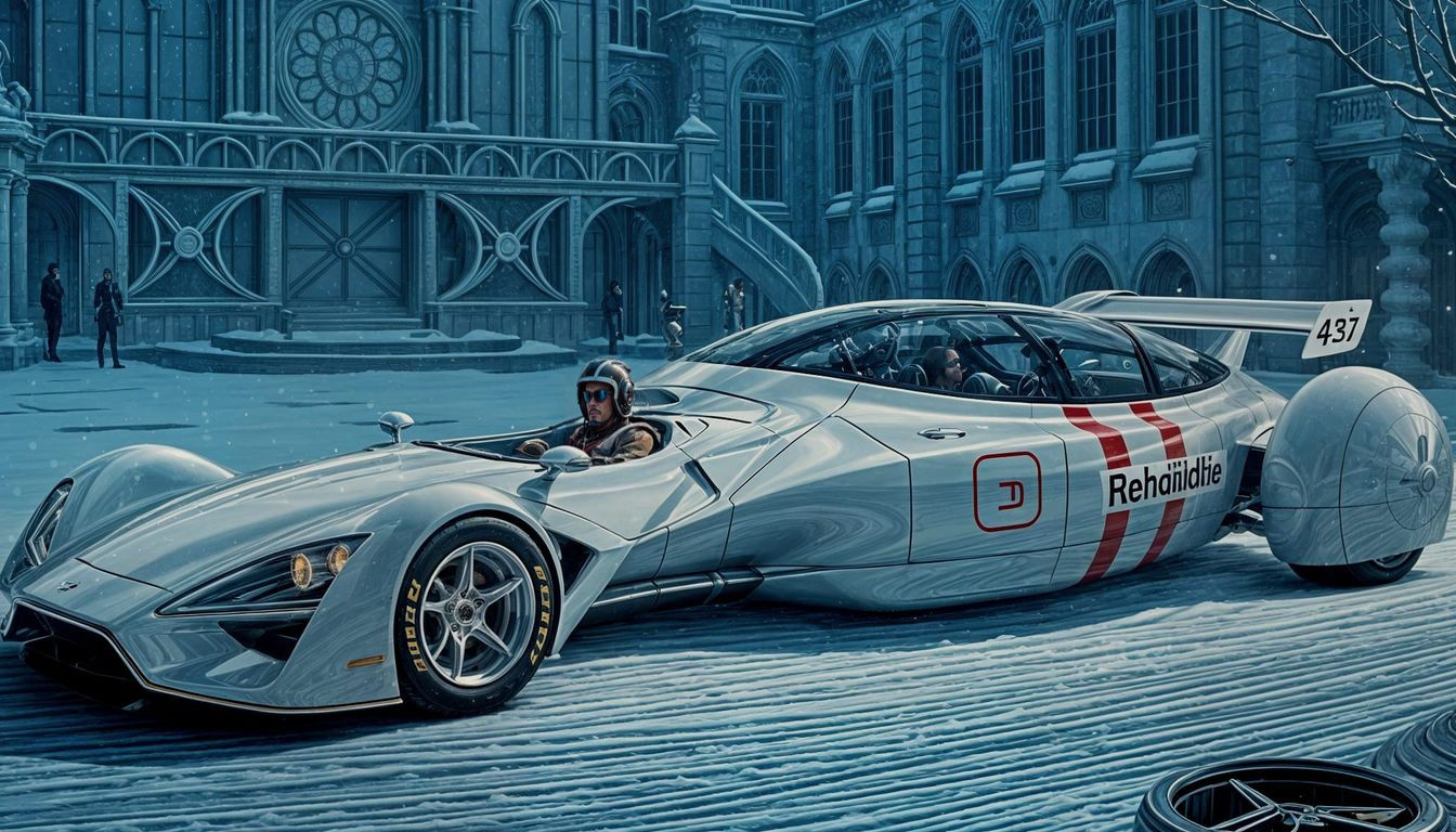 Futuristic Luxury Car at Atomic Era Palace