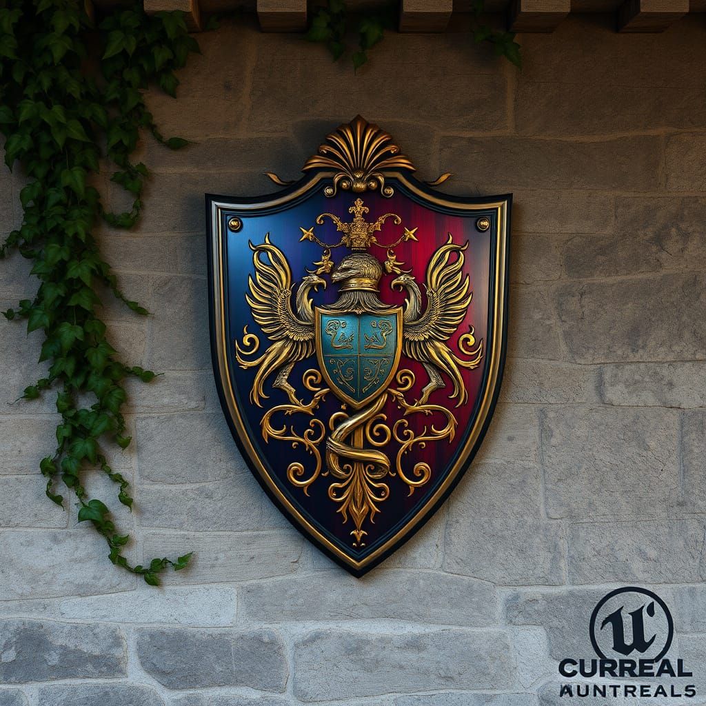 Medieval Family Crest in Ancient Castle Grandeur