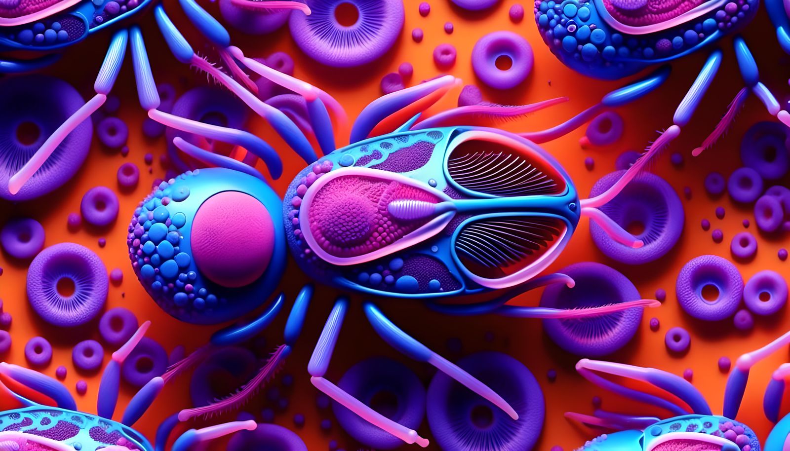 Violet Gelatinous Fly Parasite in 3D Organic Mesh