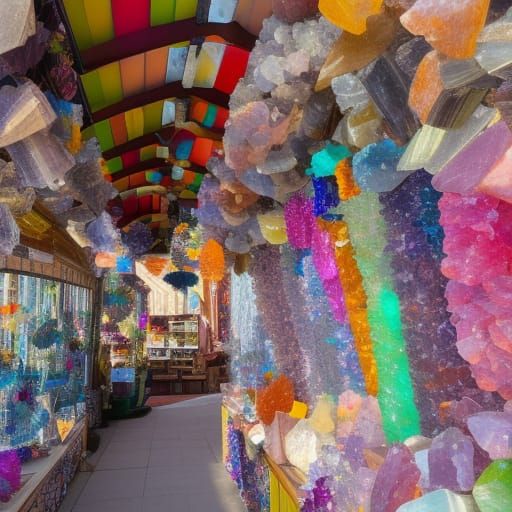 Sparkling Crystal Shop with Colorful Gemstones