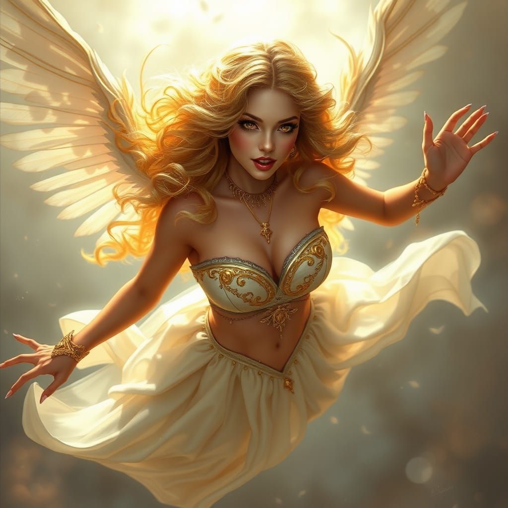 Vampire Soaring in Mystical Mist, Fantasy Art