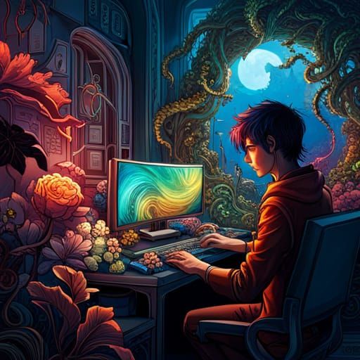 Symbiotic Tech and Nature in Sci-Fi Style