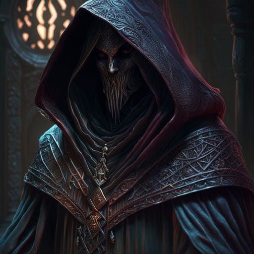 Hooded Figure Enters King's Court: Chiaroscuro Concept Art
