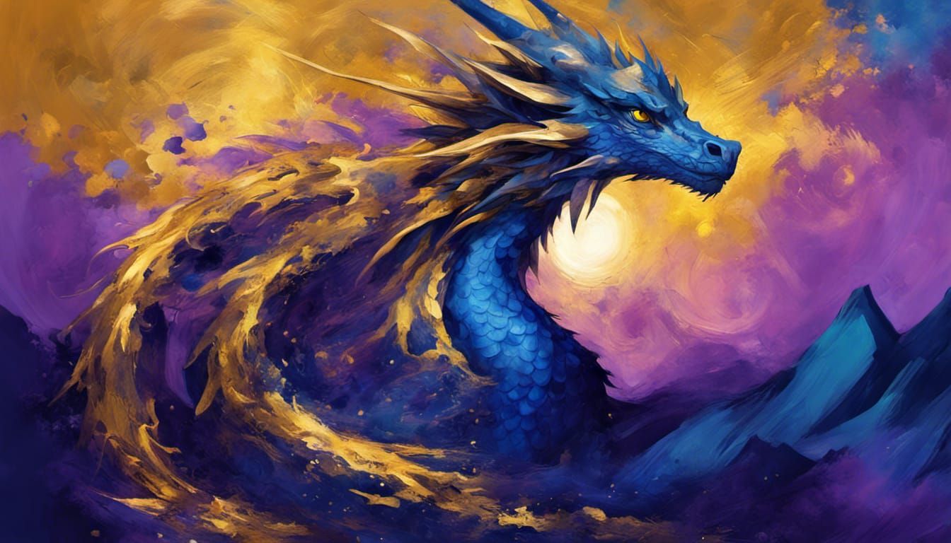 Dragon in Golden Sunrise: Semi-Abstract Digital Painting