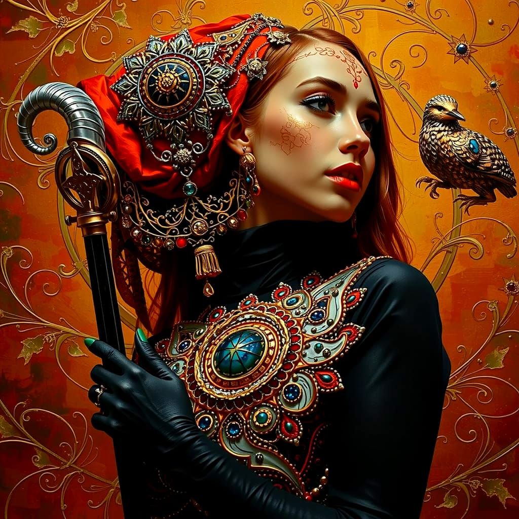 Fractal Art Nouveau with Gold and Silver Details