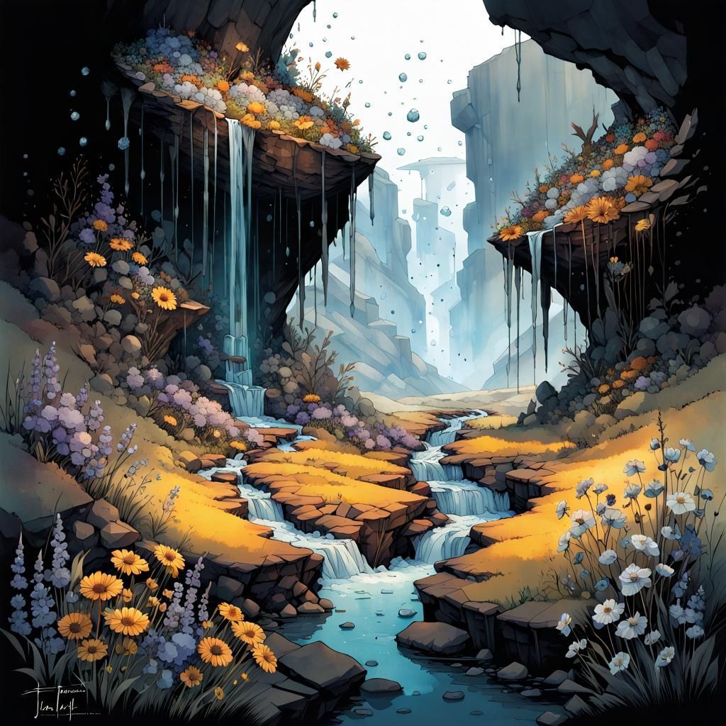 Tears Water Wildflowers: A Gritty Watercolor Masterpiece