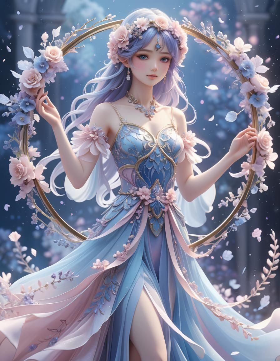 Libra Zodiac Girl in Anime Style with Scales