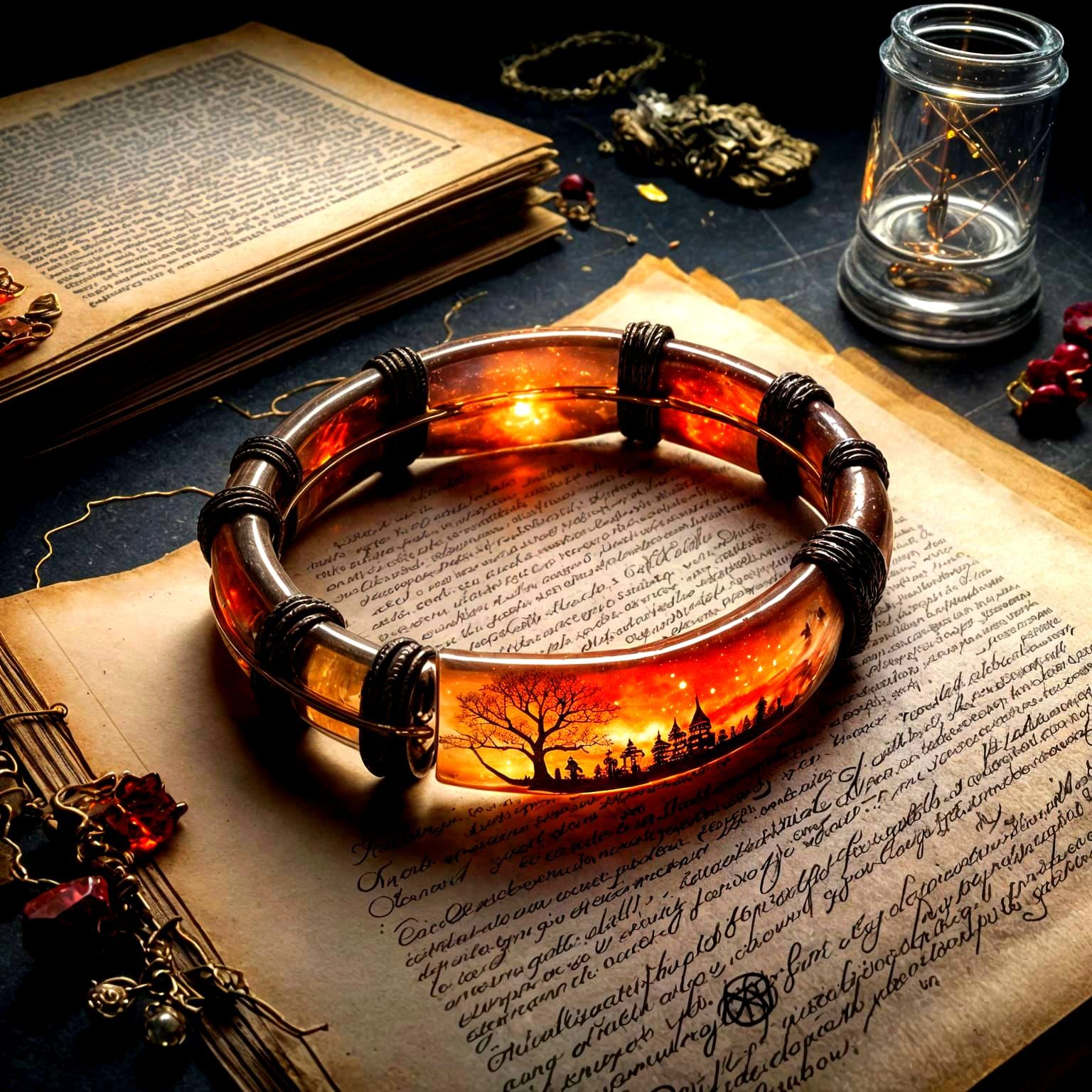 Ethereal Elven Resin Bracelet Under Starry Night Sky