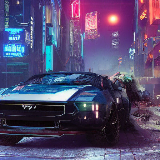 Cyberpunk Armor Plating on Heavily Modified Mustang GT