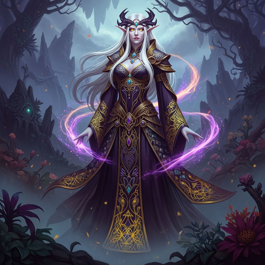 Albino Elf Maiden in Dark Fantasy Style