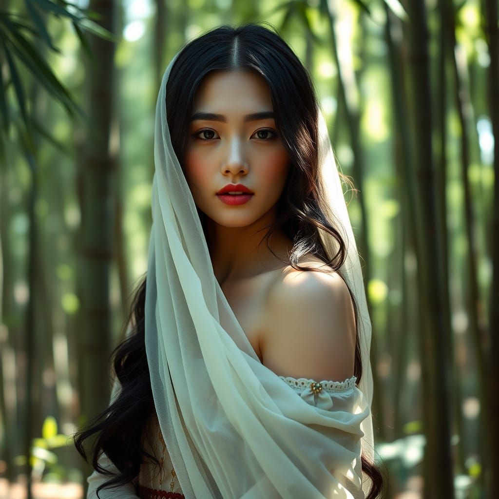 Serene Bamboo Forest Bride in Elegant Attire