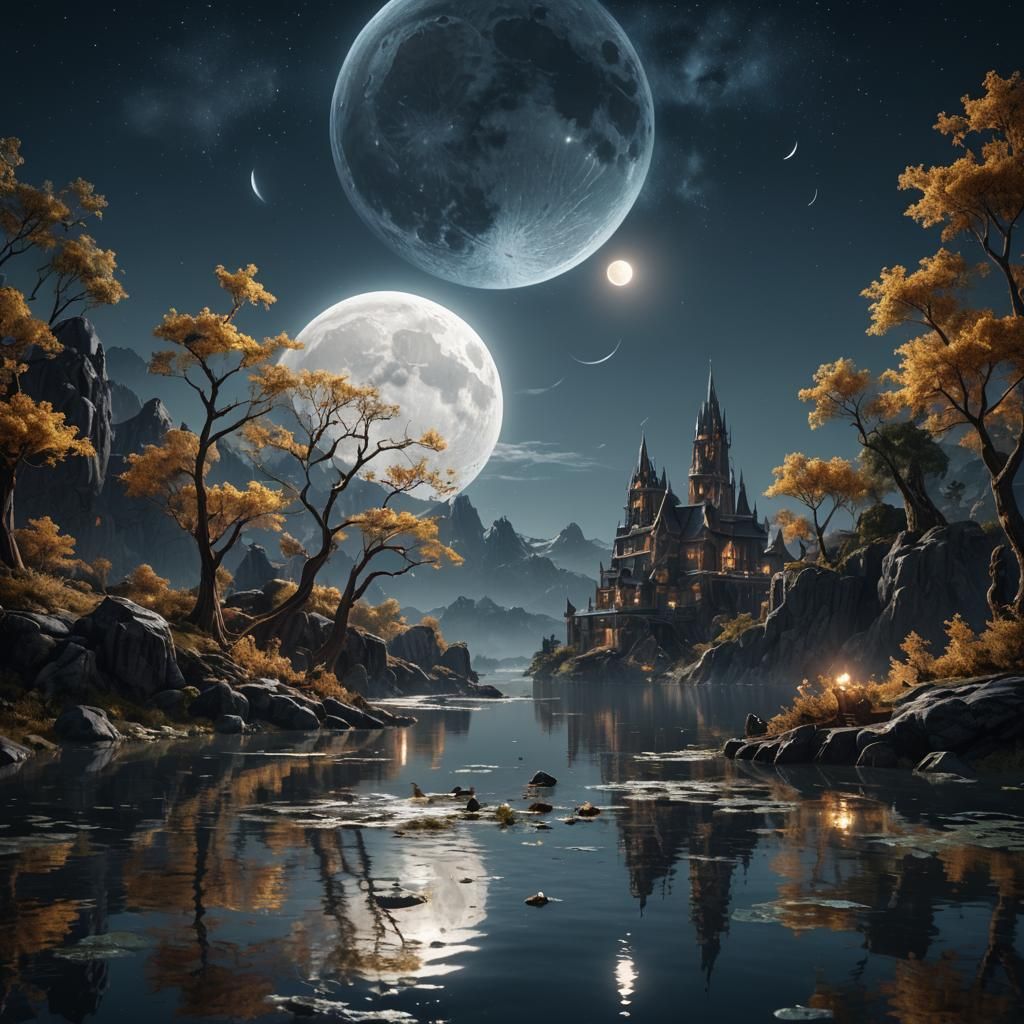 Fantastical Moonlit Reflection in Deep Color