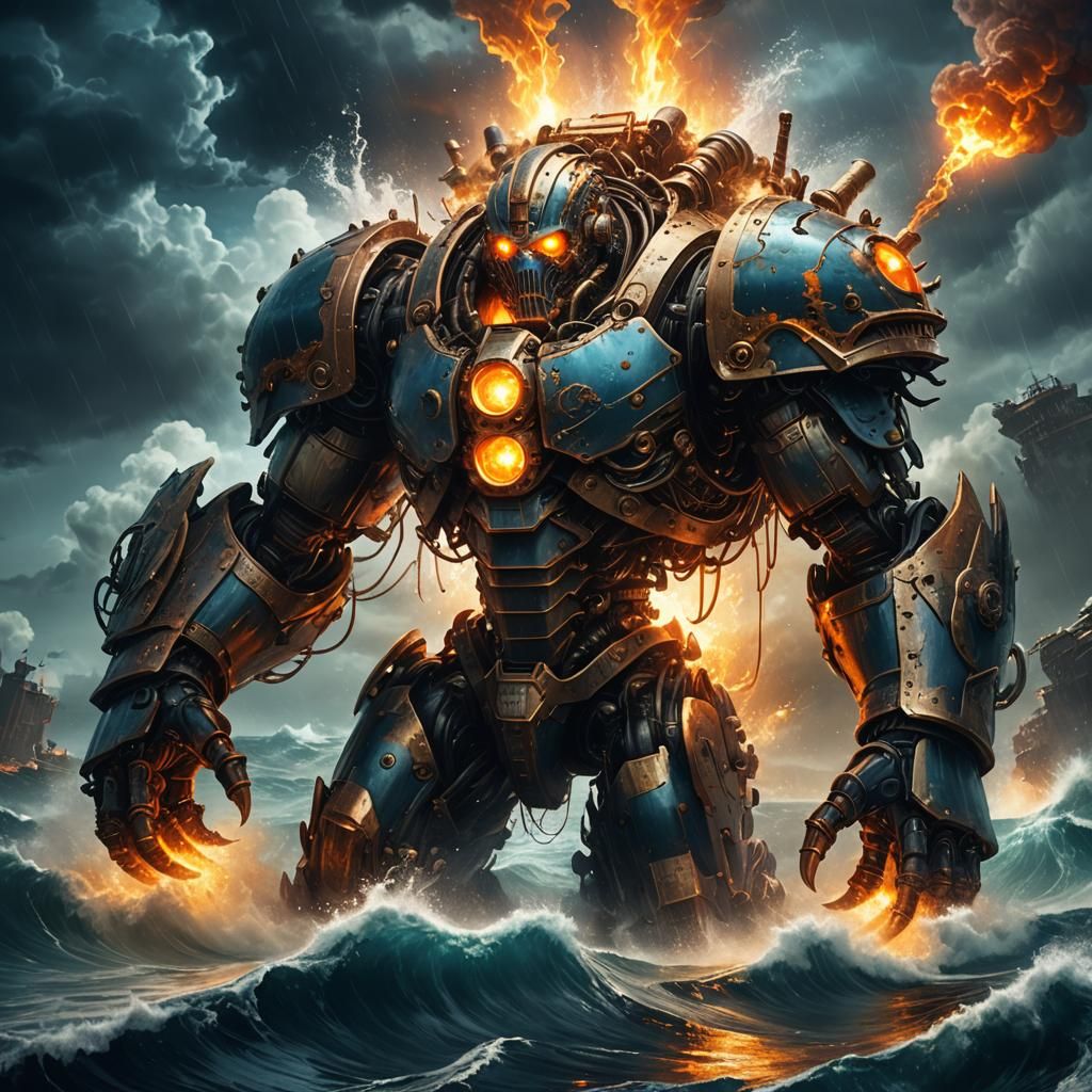 Mechanical Titan Rises from Ocean Depths