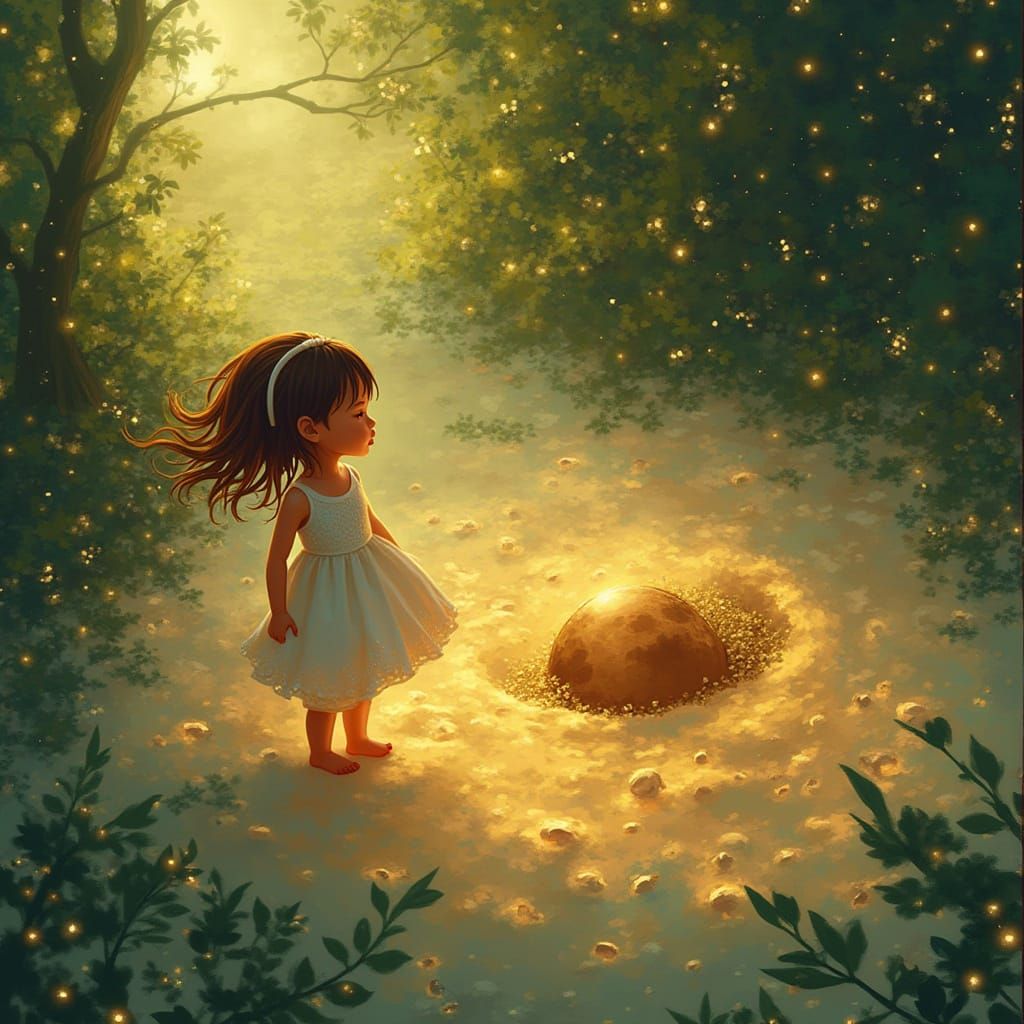 Ethereal Girl on the Moon in Digital Art