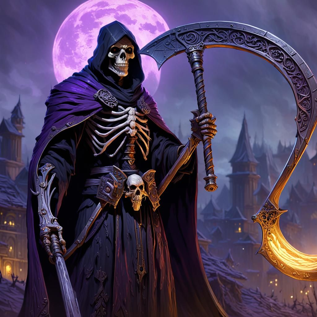 Grim Reaper with Scythe: Dark Fantasy Art